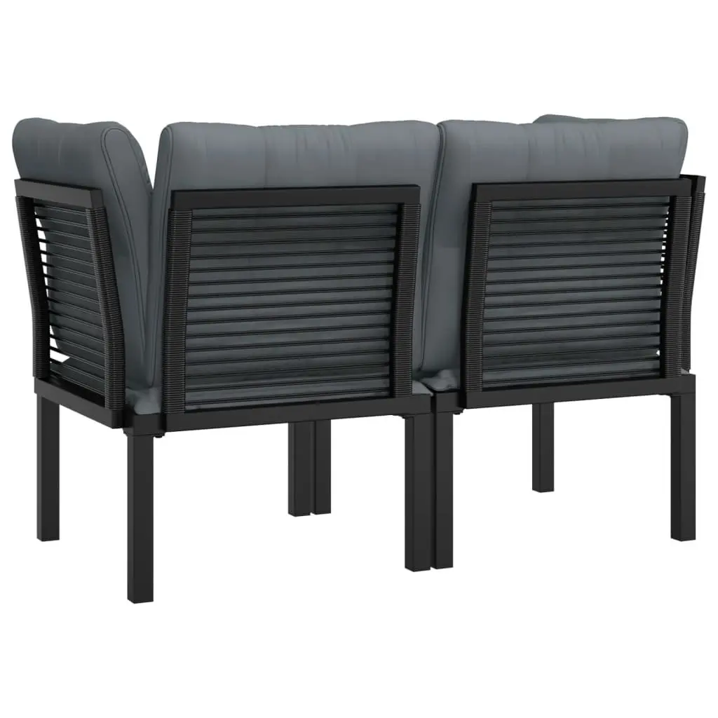 Garden Corner Chairs PE Rattan Modular 2 pcs Black Grey Outdoor Furniture