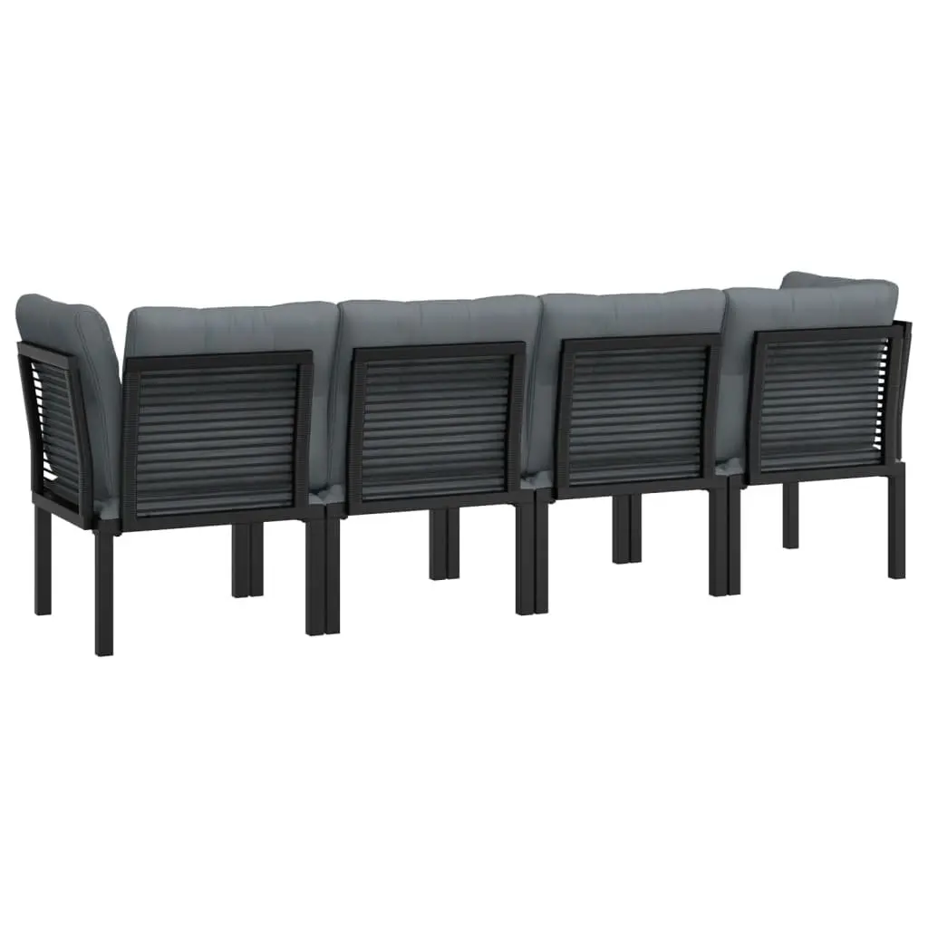 Garden Lounge Set 4 Piece Outdoor Furniture Black Grey Poly Rattan Modular