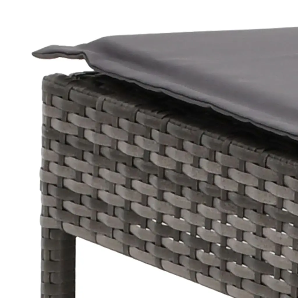 Sun Lounger Outdoor Furniture Grey Poly Rattan Adjustable Backrest Cushion
