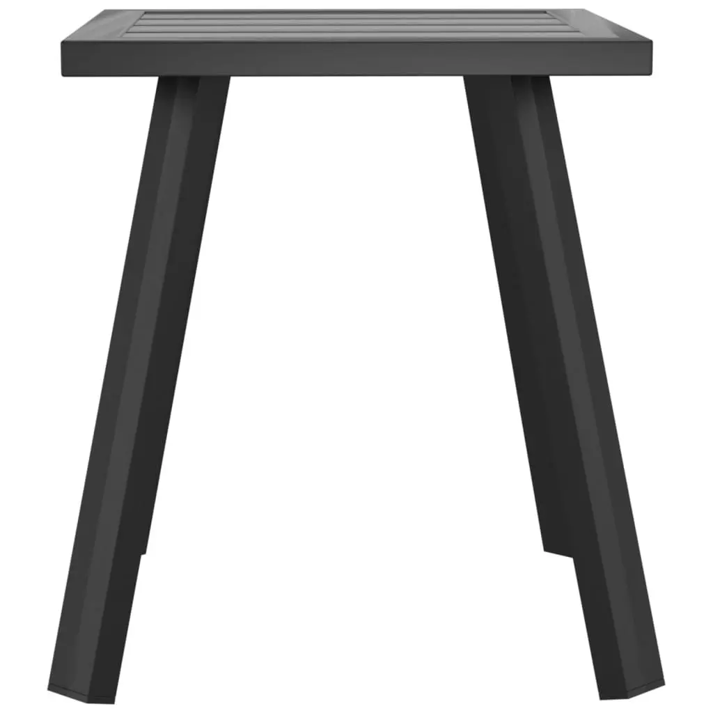 Garden Side Table Anthracite Slatted Design Outdoor Patio Furniture Steel Frame
