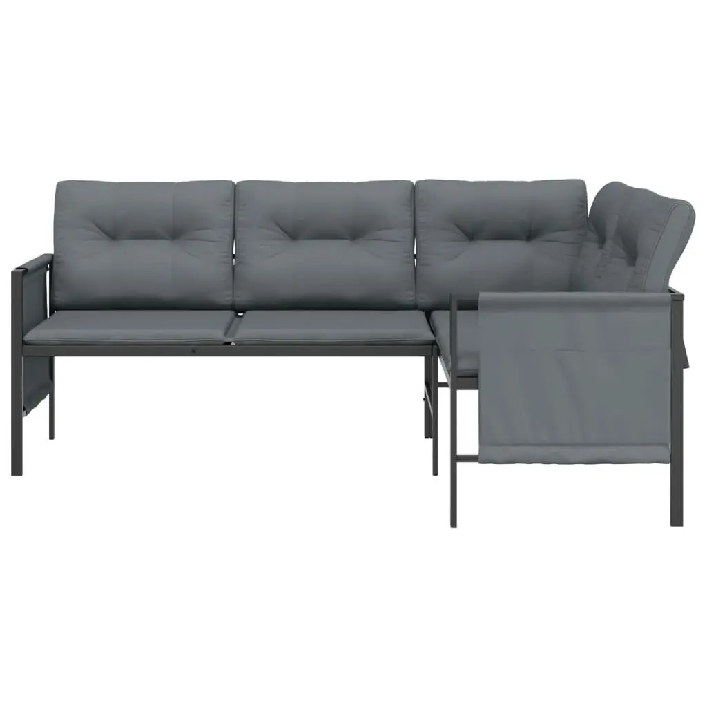 Garden Corner Sofa Steel Anthracite Outdoor Sectional Lounge Set with Side Storage