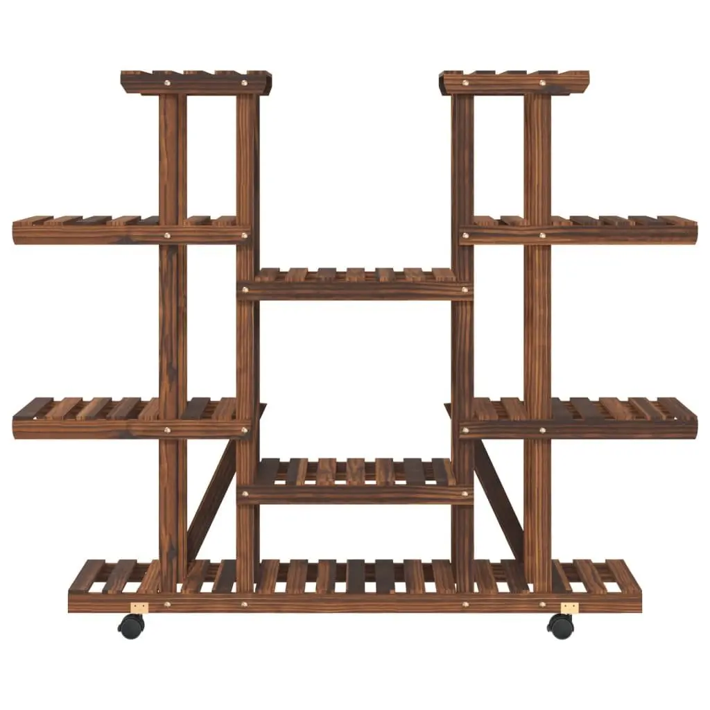 Plant Stand with Wheels Wooden Flower Display Rack Home Garden Decor