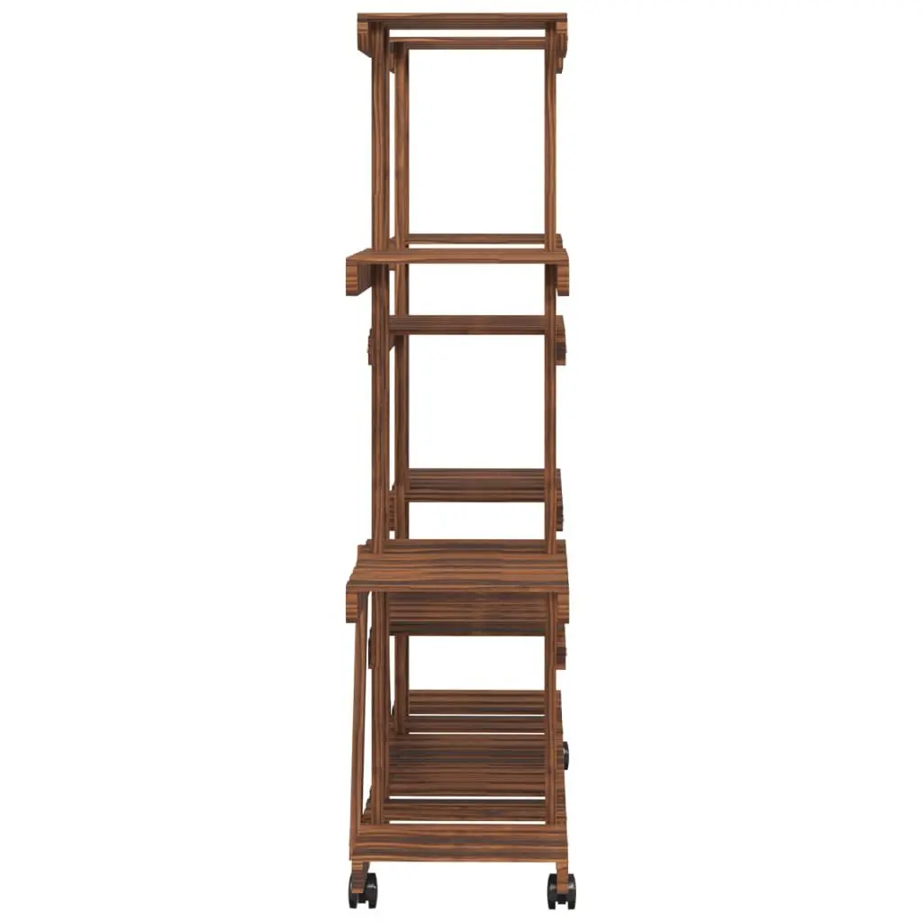 Plant Stand with Wheels Wooden Flower Display Rack Home Garden Decor