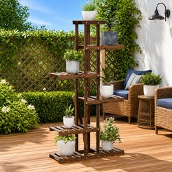 Plant Stand Flower Display Rack 75x25x140.5cm Solid Fir Wood Brown