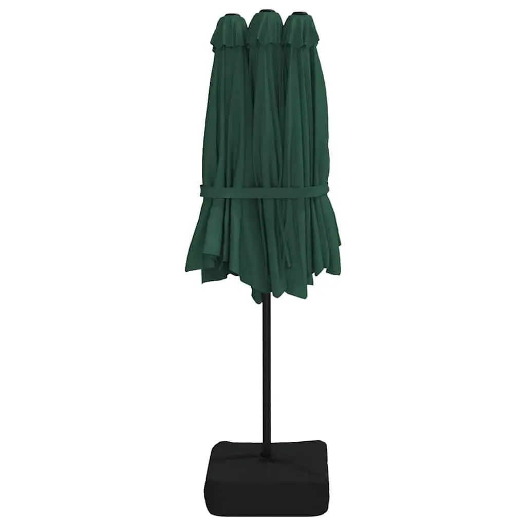 Double-Head Parasol Garden Umbrella Crank 449 x 265 cm Green