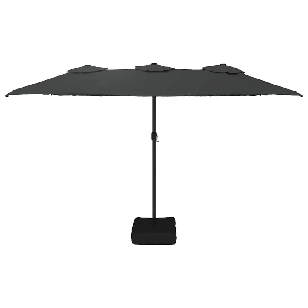 Double-Head Parasol Outdoor Garden Shade Canopy Anthracite 449x265cm UV-Protective Polyester with Crank Mechanism