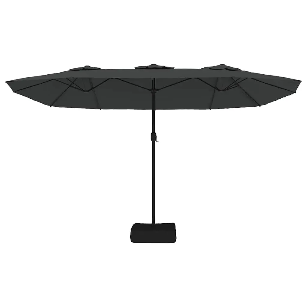 Double-Head Parasol Outdoor Garden Shade Canopy Anthracite 449x265cm UV-Protective Polyester with Crank Mechanism