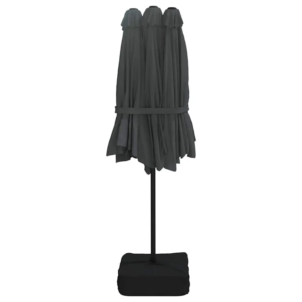 Double-Head Parasol Outdoor Garden Shade Canopy Anthracite 449x265cm UV-Protective Polyester with Crank Mechanism