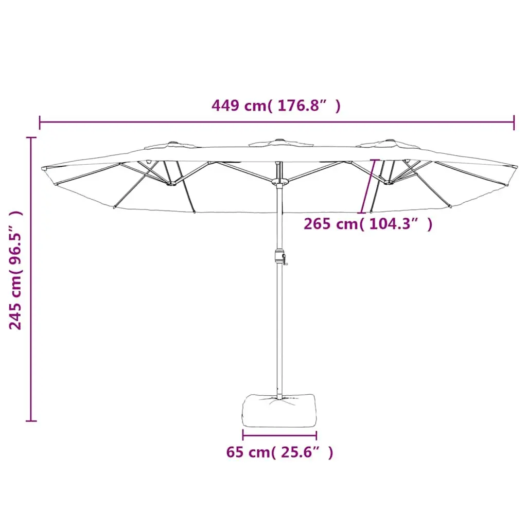 Double-Head Parasol Outdoor Garden Shade Canopy Anthracite 449x265cm UV-Protective Polyester with Crank Mechanism