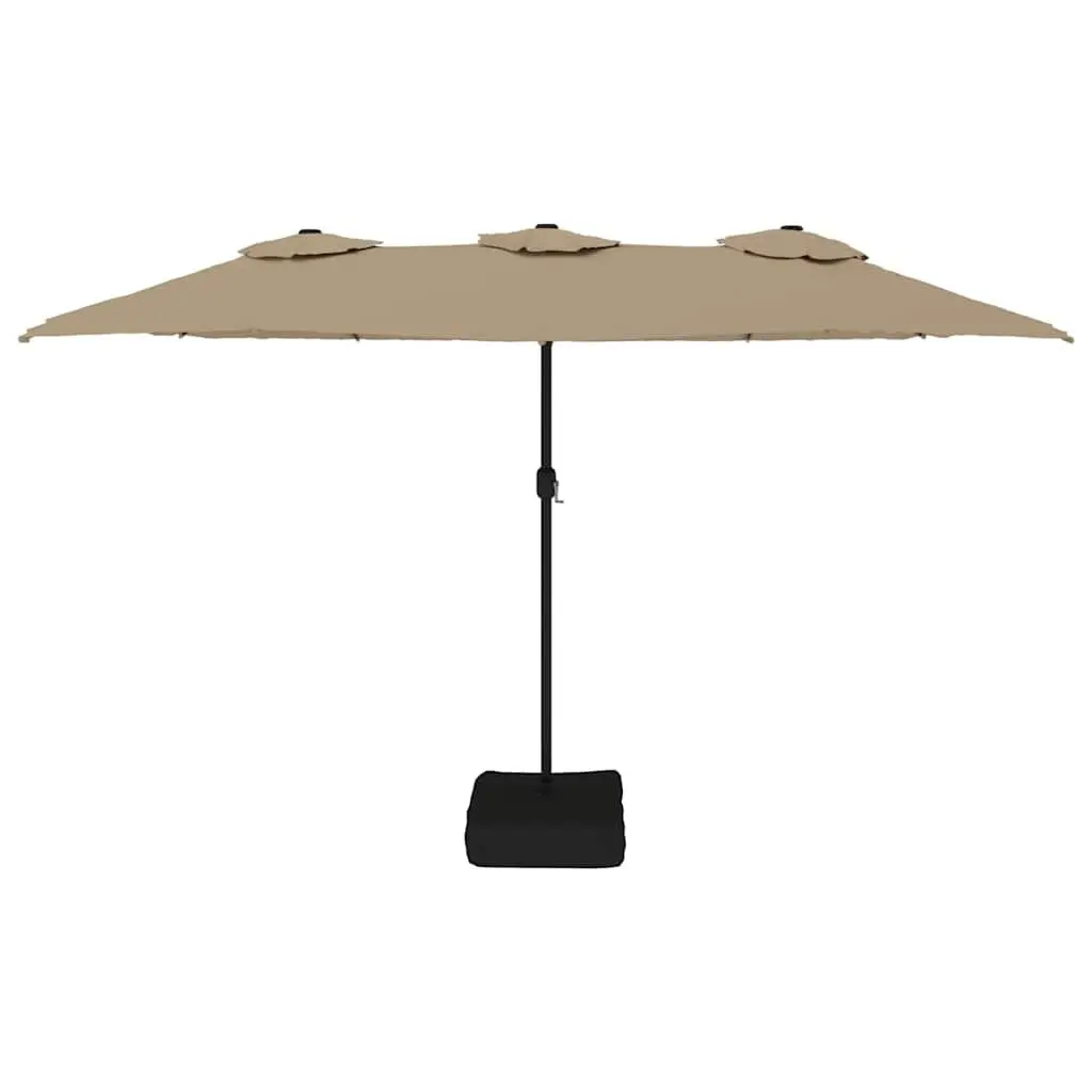 Double-Head Umbrella UV Protective Polyester Crank Open Taupe 449x265 cm Garden Outdoor Shade Structure