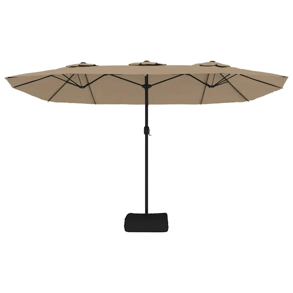Double-Head Umbrella UV Protective Polyester Crank Open Taupe 449x265 cm Garden Outdoor Shade Structure