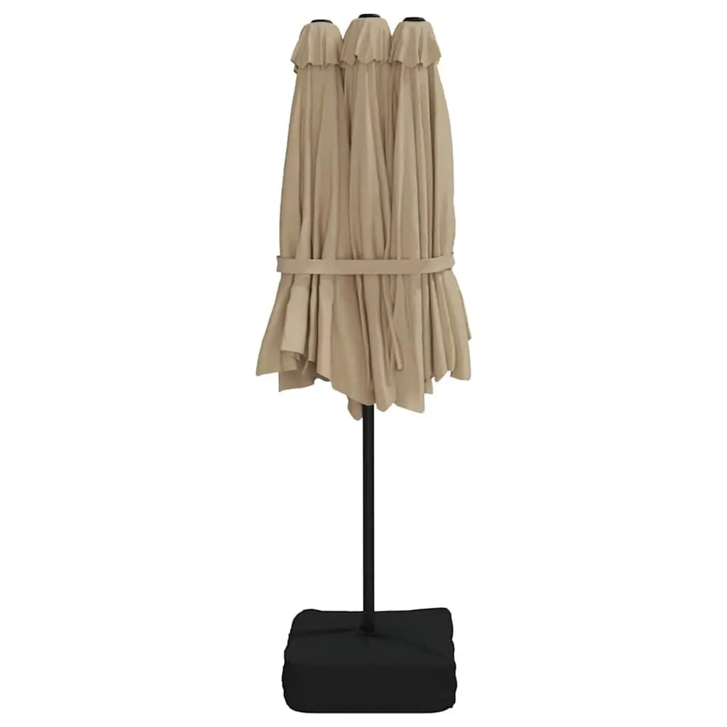 Double-Head Umbrella UV Protective Polyester Crank Open Taupe 449x265 cm Garden Outdoor Shade Structure