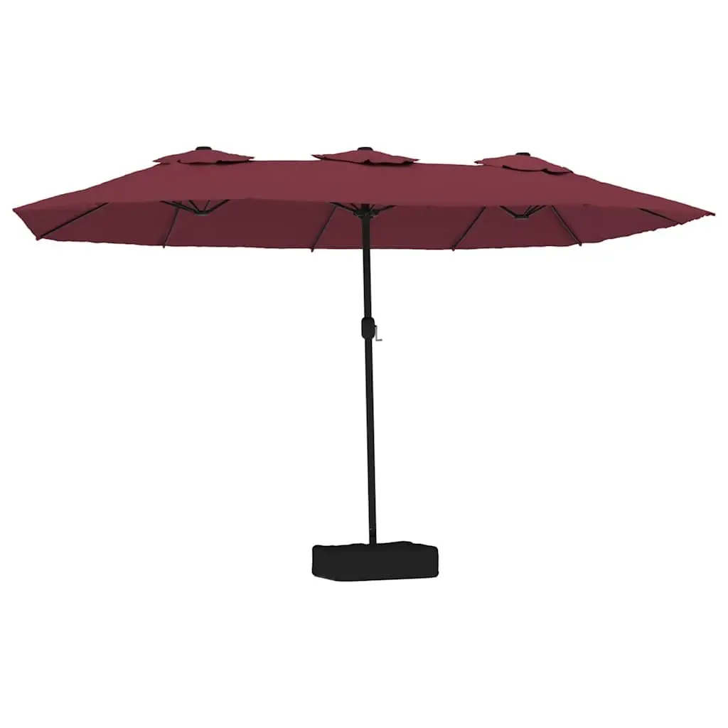 Double-Head Garden Parasol Polyester UV-Protective 449 x 265 cm Red Outdoor Sunshade