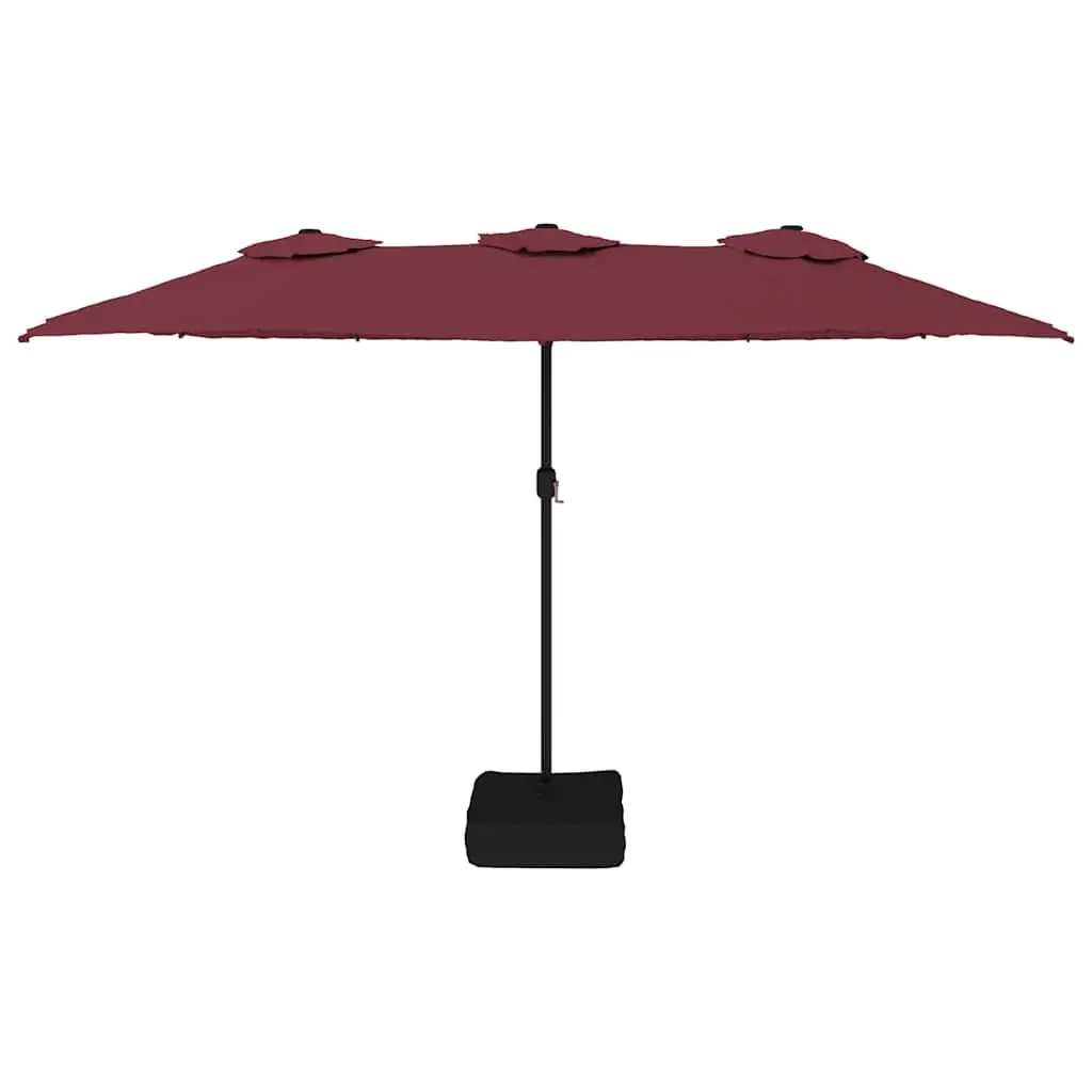 Double-Head Garden Parasol Polyester UV-Protective 449 x 265 cm Red Outdoor Sunshade