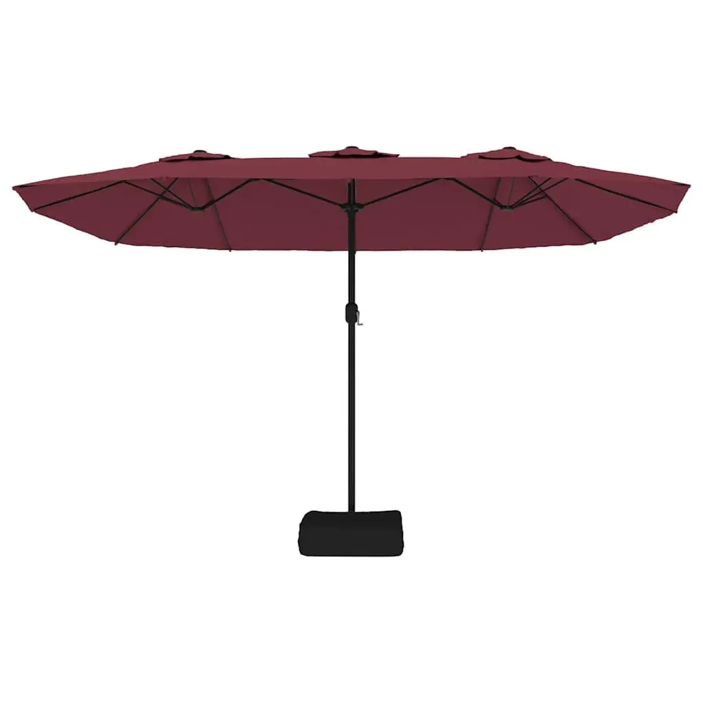 Double-Head Garden Parasol Polyester UV-Protective 449 x 265 cm Red Outdoor Sunshade