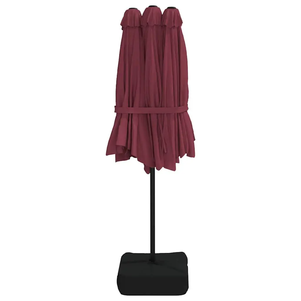 Double-Head Garden Parasol Polyester UV-Protective 449 x 265 cm Red Outdoor Sunshade