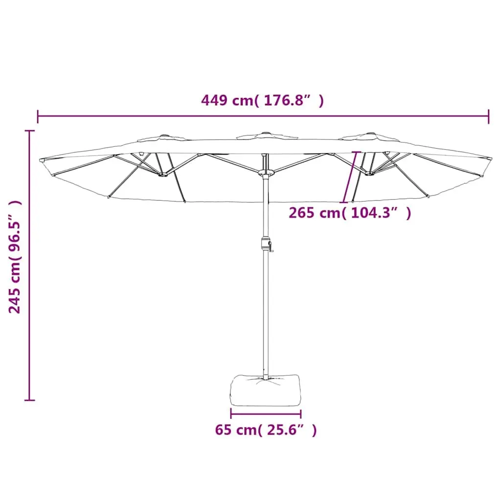 Double-Head Garden Parasol Polyester UV-Protective 449 x 265 cm Red Outdoor Sunshade
