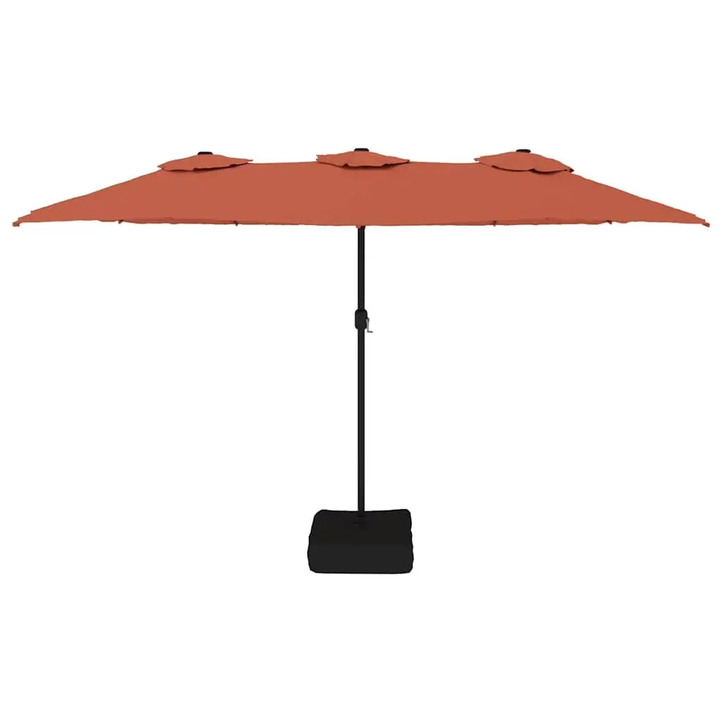 Double-Head Outdoor Parasol UV Protective Canopy 449x265cm Orange Polyester Sunshade Umbrella