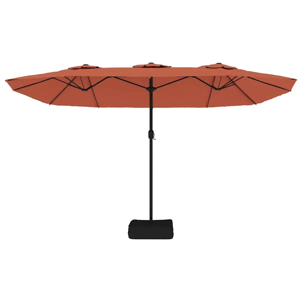 Double-Head Outdoor Parasol UV Protective Canopy 449x265cm Orange Polyester Sunshade Umbrella
