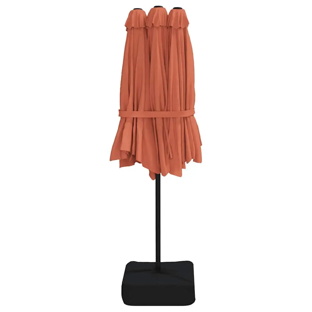 Double-Head Outdoor Parasol UV Protective Canopy 449x265cm Orange Polyester Sunshade Umbrella