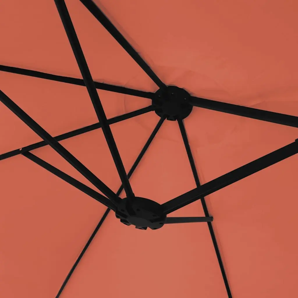Double-Head Outdoor Parasol UV Protective Canopy 449x265cm Orange Polyester Sunshade Umbrella