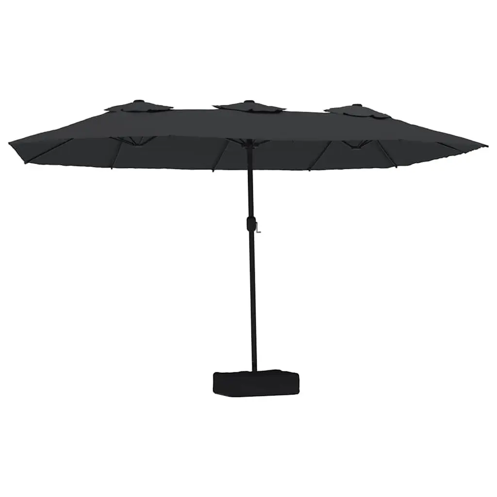 Double-Head Garden Parasol Outdoor Patio Sun Shade Umbrella Black 449x265cm