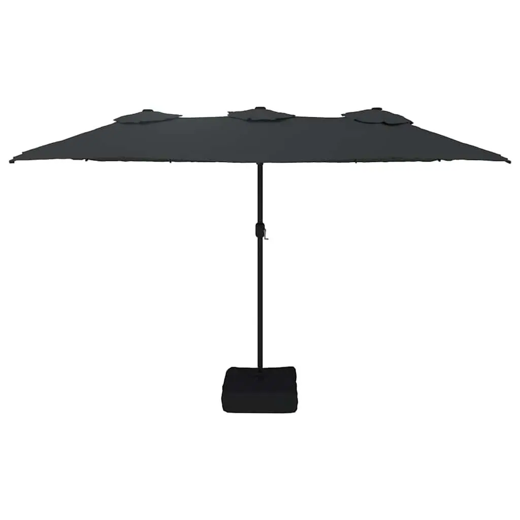 Double-Head Garden Parasol Outdoor Patio Sun Shade Umbrella Black 449x265cm