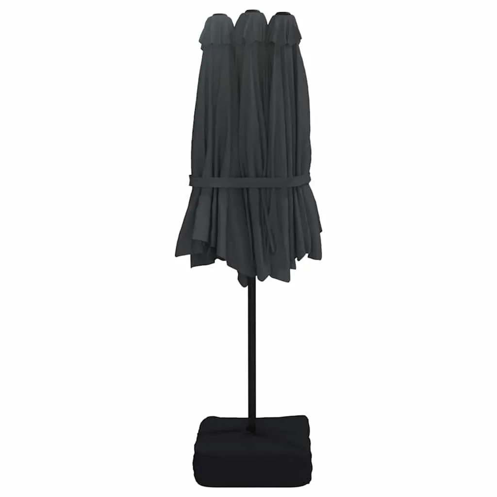 Double-Head Garden Parasol Outdoor Patio Sun Shade Umbrella Black 449x265cm