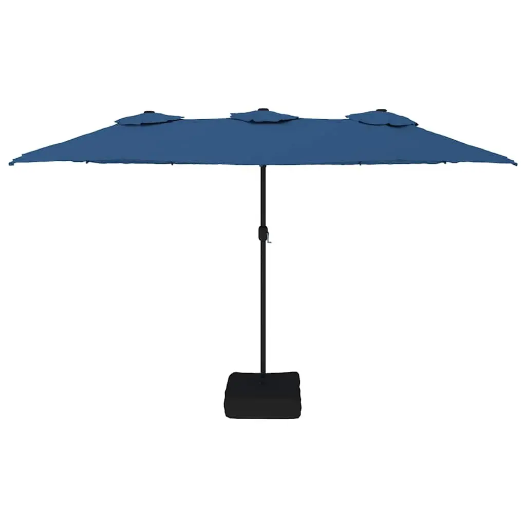 Double-Head Parasol Crank Mechanism Azure Blue Polyester Canopy 449x265cm Outdoor Shade Structure