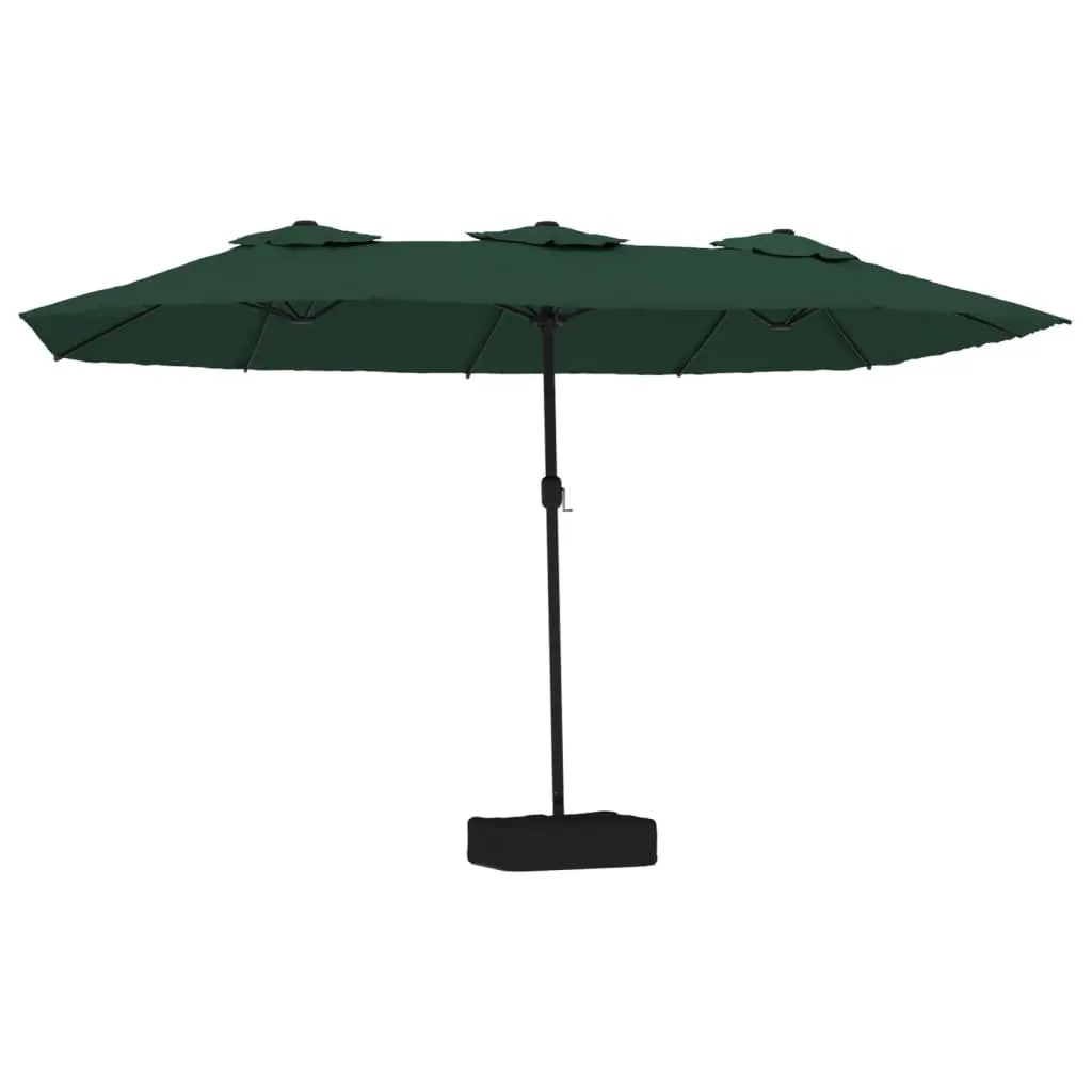 Double-Head Shade Umbrella Polyester 449x265cm Green with Integrated LED Lights for Outdoor Garden and Patio