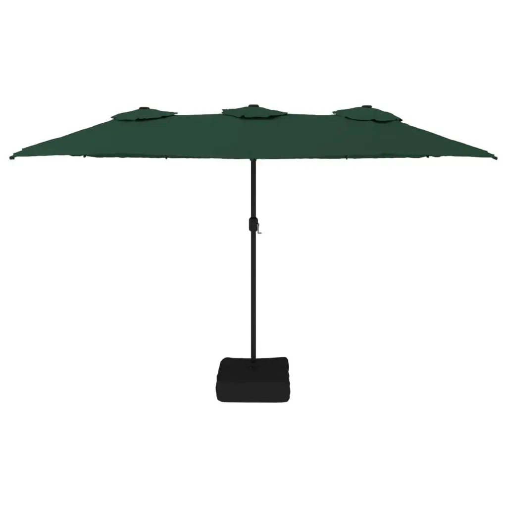 Double-Head Shade Umbrella Polyester 449x265cm Green with Integrated LED Lights for Outdoor Garden and Patio