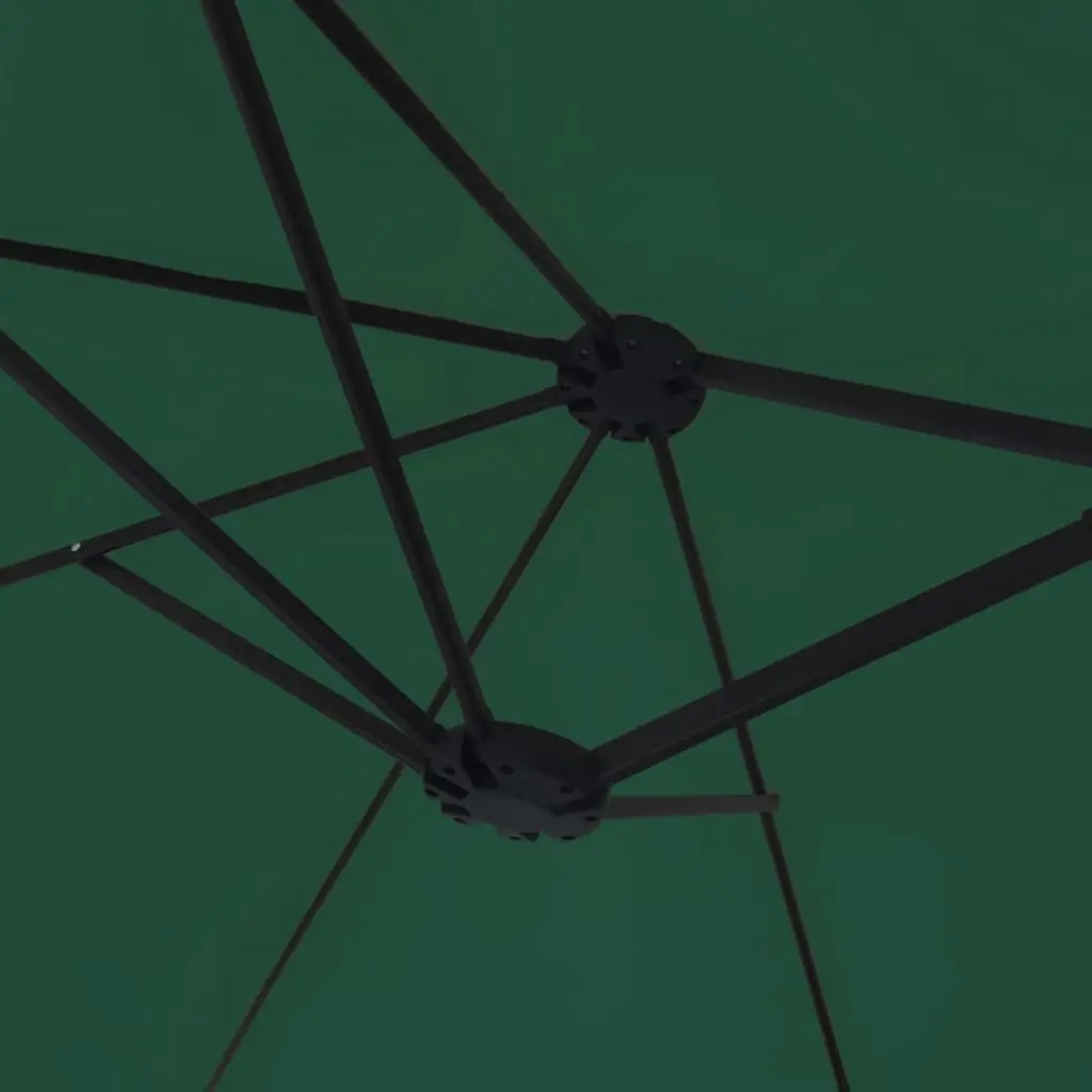 Double-Head Shade Umbrella Polyester 449x265cm Green with Integrated LED Lights for Outdoor Garden and Patio