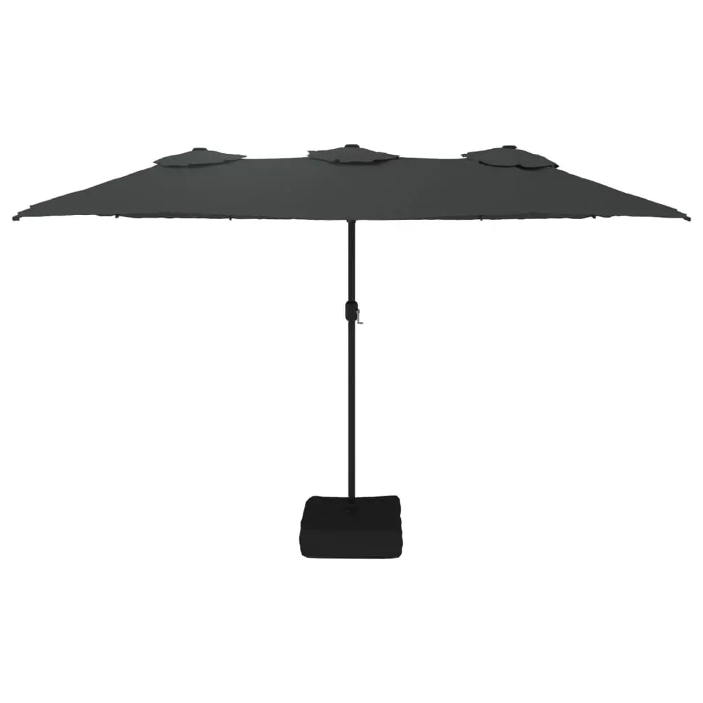 Double-Head Parasol Outdoor Shade UV-Protective Polyester Canopy with LED Lights Anthracite 449x265cm