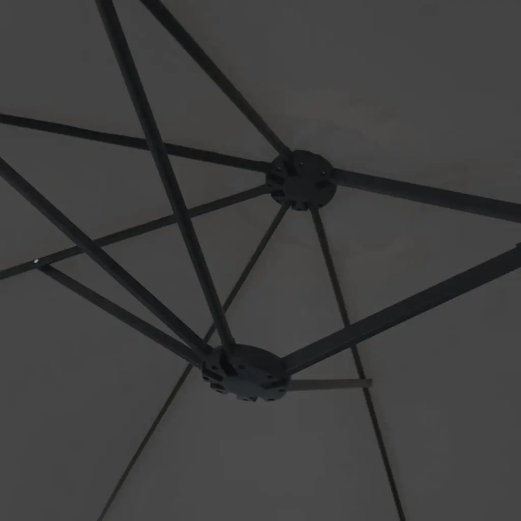 Double-Head Parasol Outdoor Shade UV-Protective Polyester Canopy with LED Lights Anthracite 449x265cm