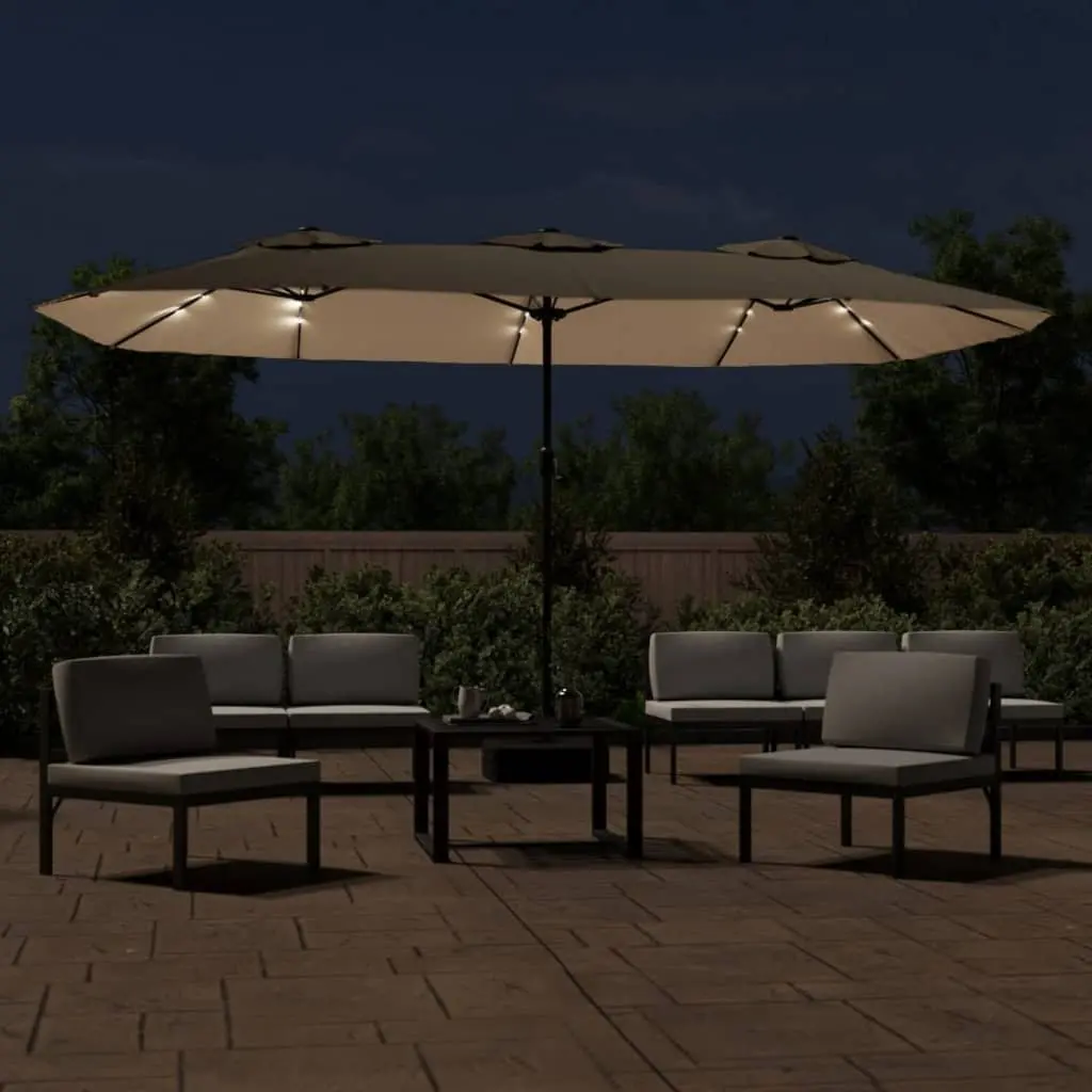 Double-Head Garden Parasol UV-Protective Polyester 449x265cm Taupe