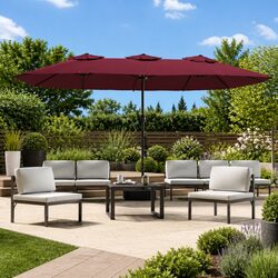 Versatile Double-Head Parasol with LED Lights for Outdoor Use