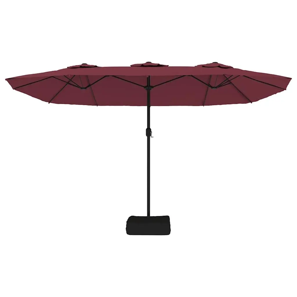Double-Head Garden Parasol UV-Protective Polyester Canopy 449x265cm Red