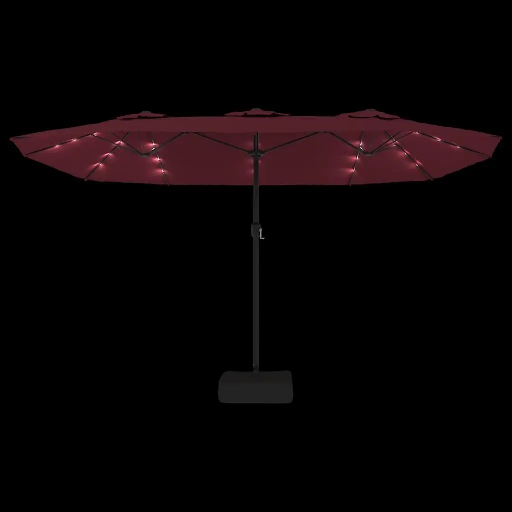 Double-Head Garden Parasol UV-Protective Polyester Canopy 449x265cm Red