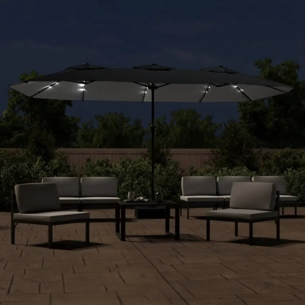 Double-Head Garden Parasol UV-Protective Polyester 449 x 265 cm Black