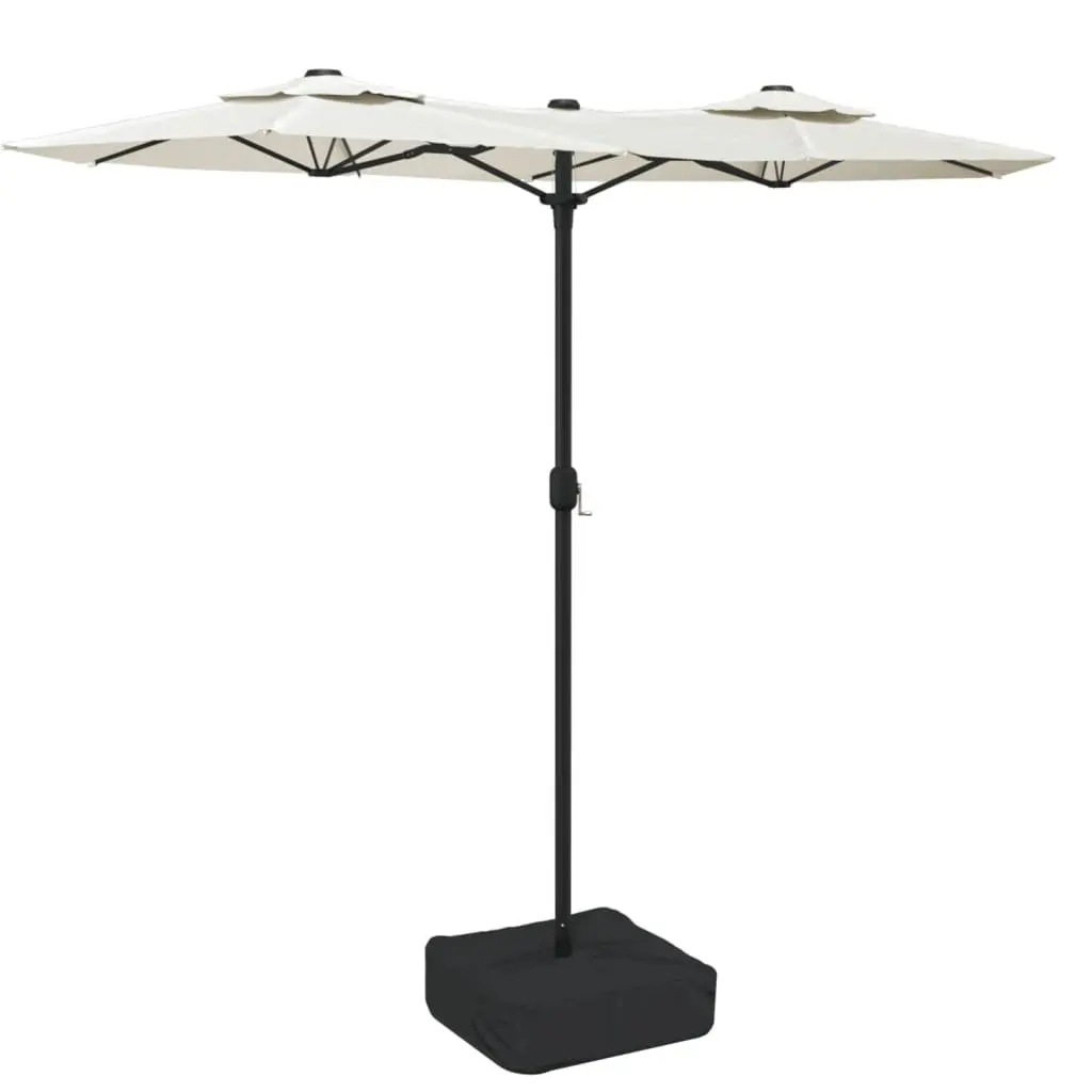 Double-Head Garden Parasol Polyester Crank Opening 316x145cm White