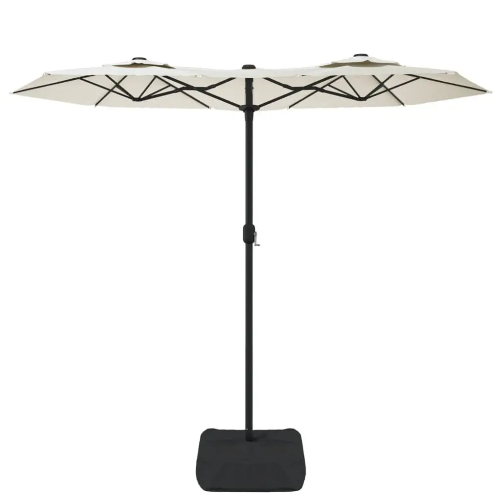 Double-Head Garden Parasol Polyester Crank Opening 316x145cm White