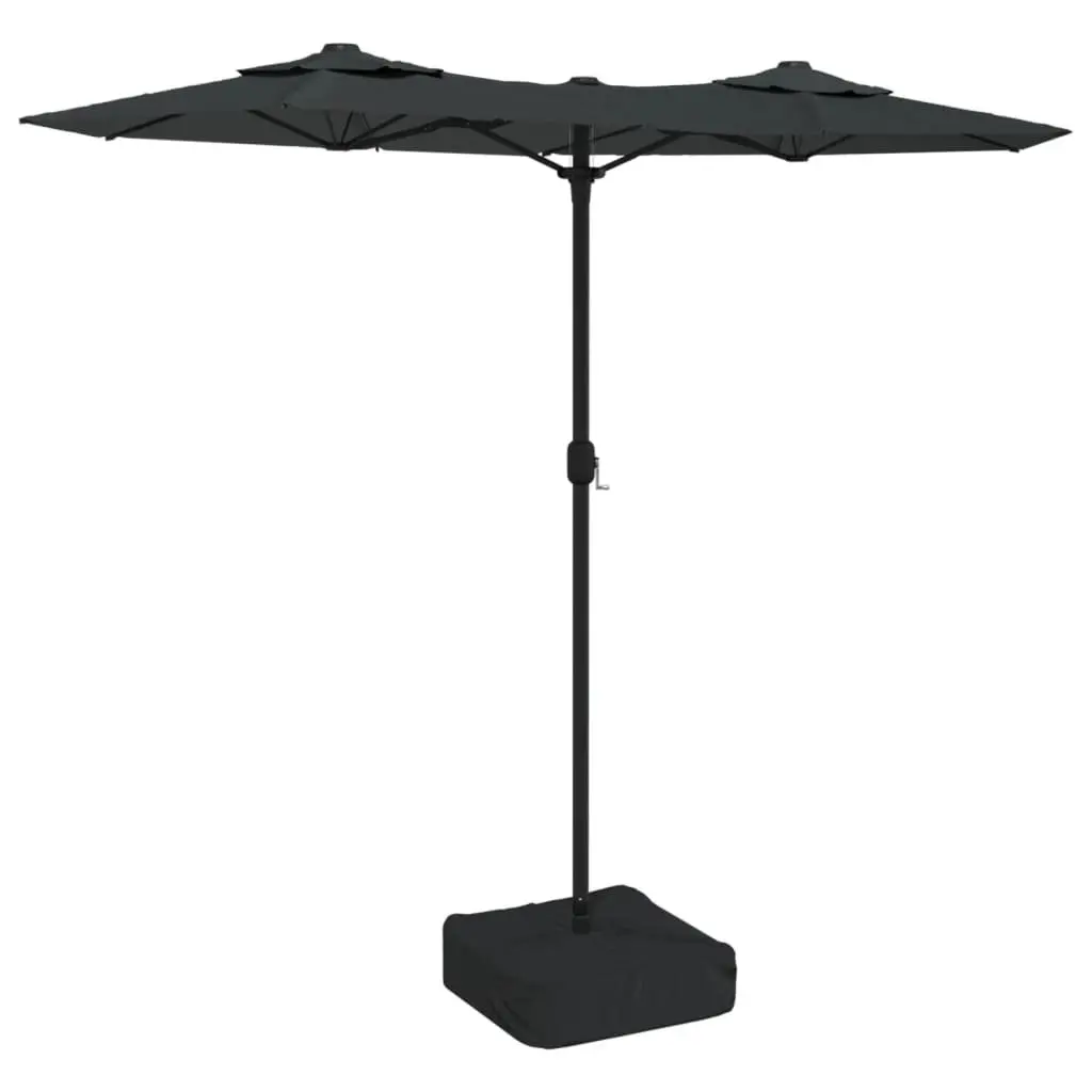 Garden Parasol Double-Head Anthracite Crank 316x145cm UV Protective Outdoor Shade Umbrella
