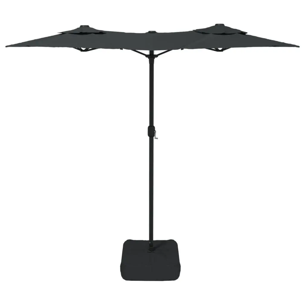 Garden Parasol Double-Head Anthracite Crank 316x145cm UV Protective Outdoor Shade Umbrella