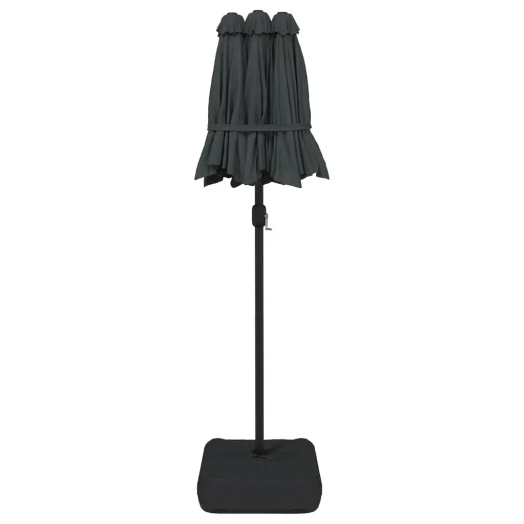 Garden Parasol Double-Head Anthracite Crank 316x145cm UV Protective Outdoor Shade Umbrella