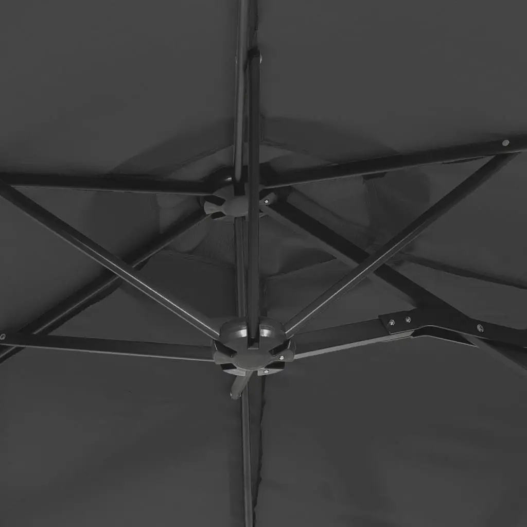 Garden Parasol Double-Head Anthracite Crank 316x145cm UV Protective Outdoor Shade Umbrella