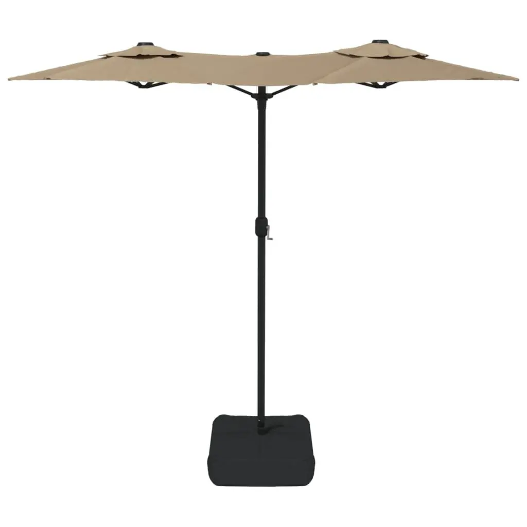 Double-Head Garden Parasol Outdoor Shade Canopy Crank Mechanism Taupe 316x145cm