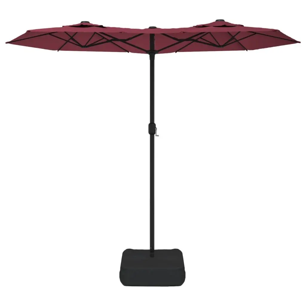 Double-Head Garden Parasol Red Outdoor Sunshade Patio Umbrella Crank Opening