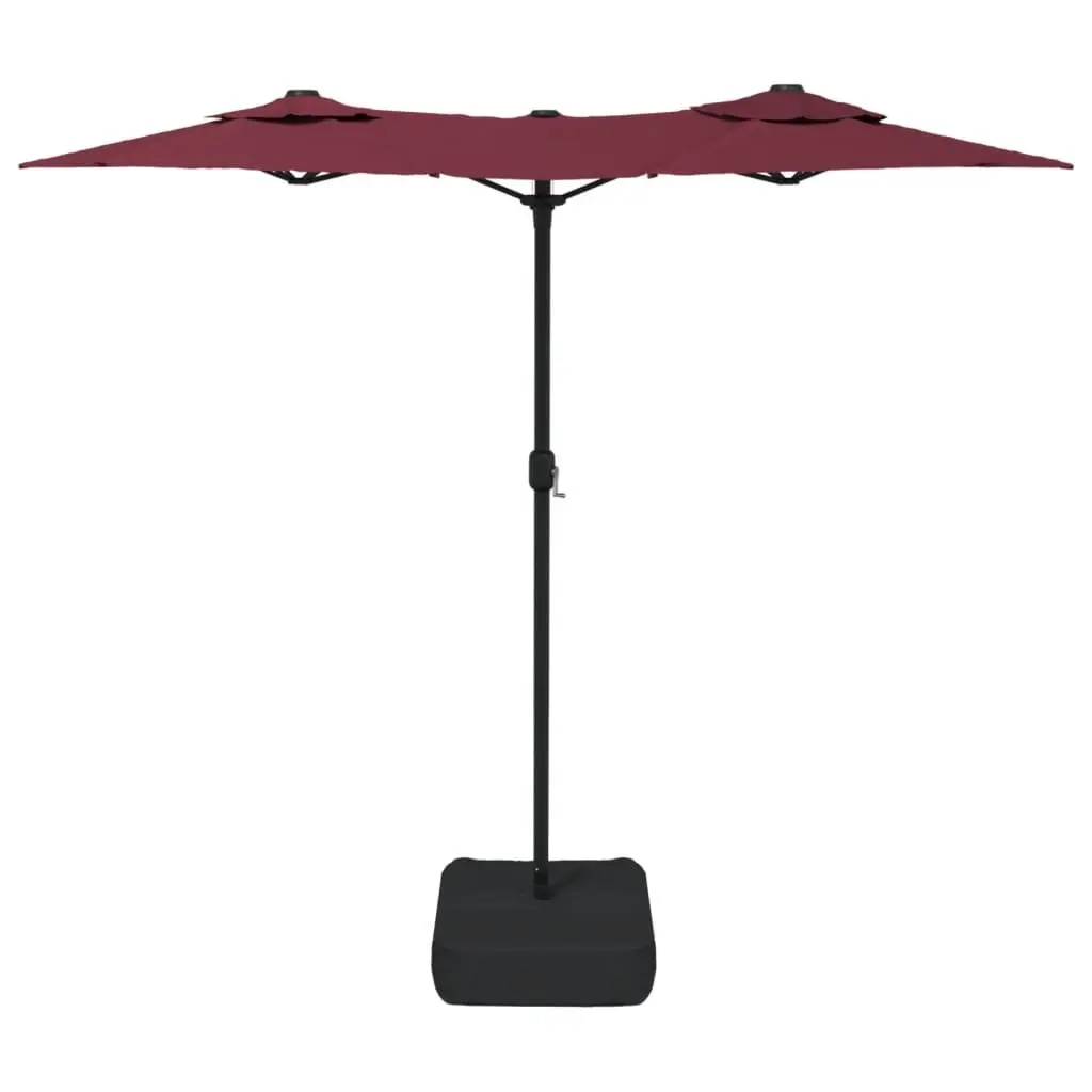 Double-Head Garden Parasol Red Outdoor Sunshade Patio Umbrella Crank Opening