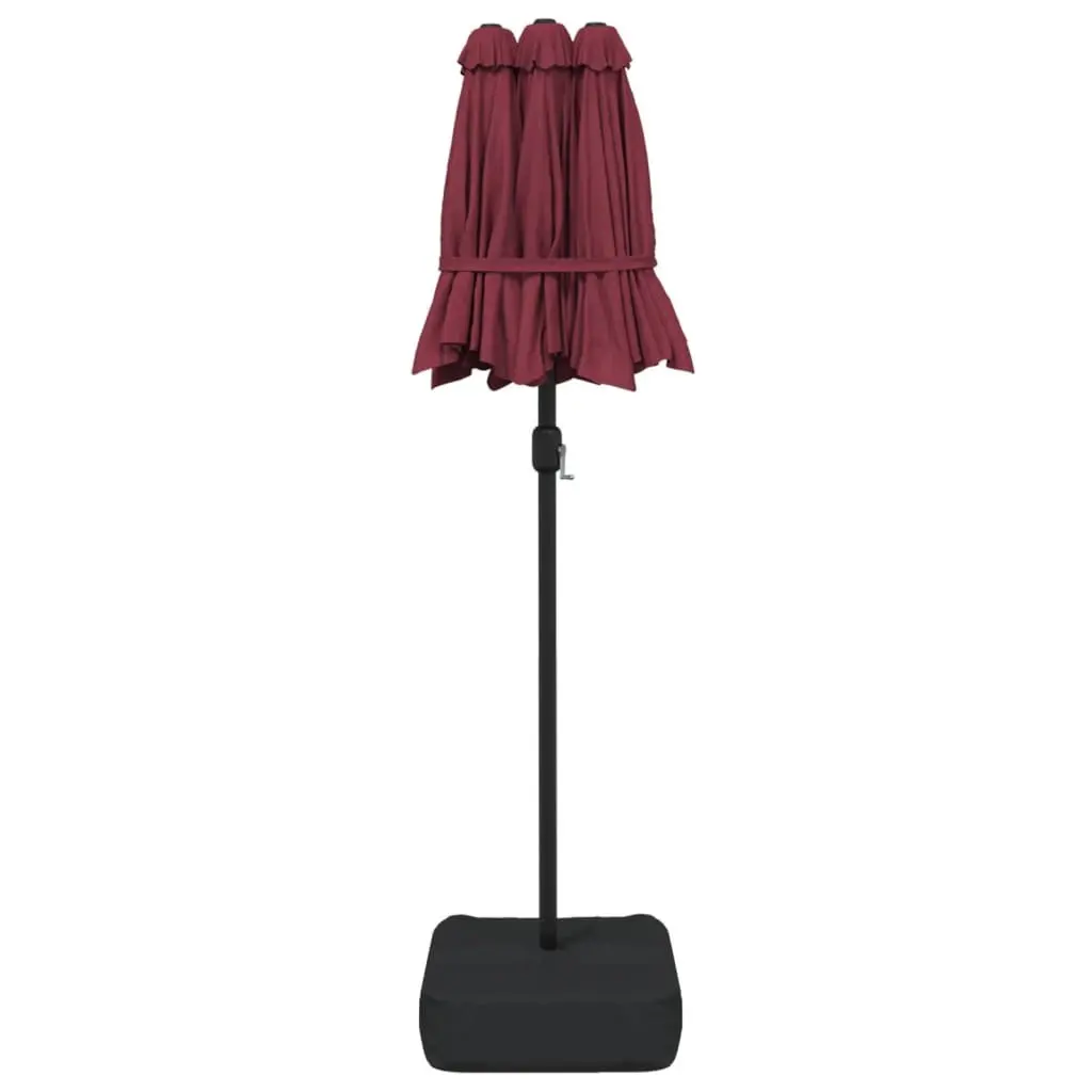 Double-Head Garden Parasol Red Outdoor Sunshade Patio Umbrella Crank Opening