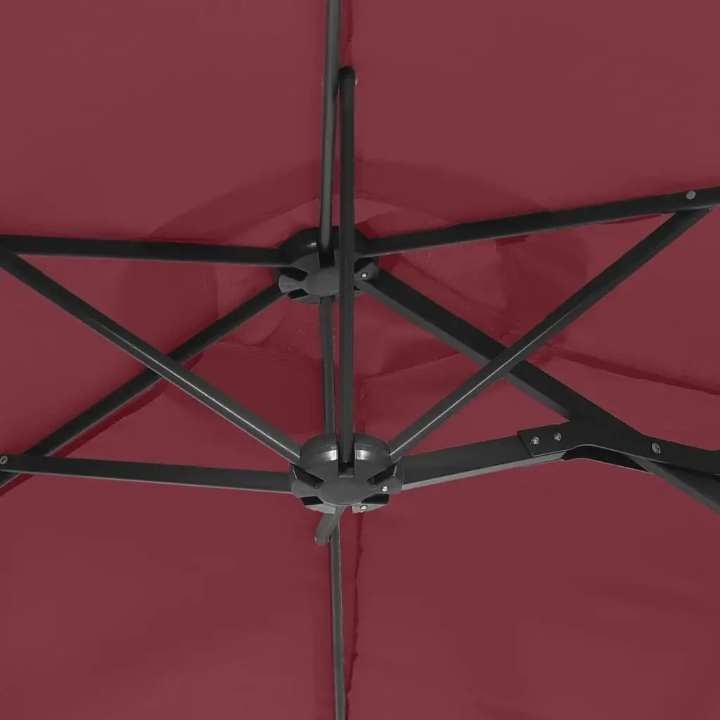 Double-Head Garden Parasol Red Outdoor Sunshade Patio Umbrella Crank Opening